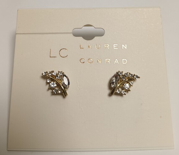 LAUREN CONRAD RAZZLE BLING LEAF EARRINGS - Picture 1 of 3